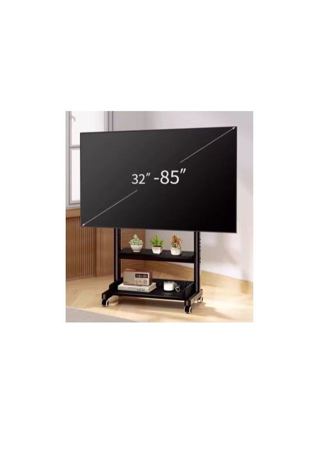 RADIOTRONICS Heavy-Duty Rolling TV Stand for 32–85 Inch TVs – Mobile Easel Cart with Wheels and Wooden Shelf – Supports Up to 60kg – Portable TV Floor Mount - Image 3