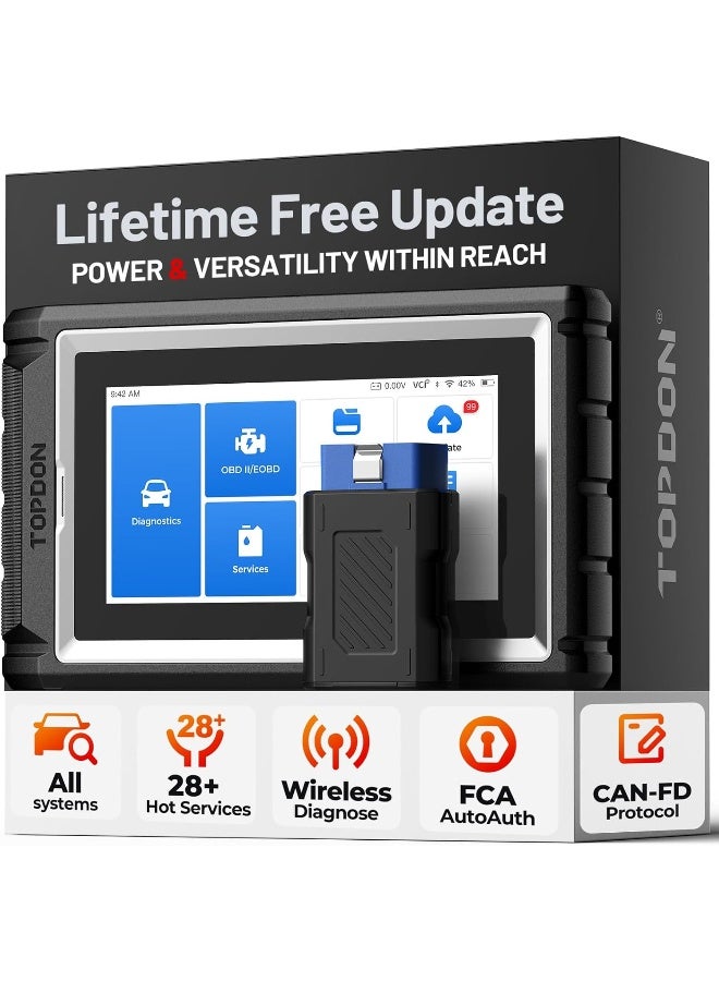 TOPDON OBD2 Scanner Wireless, AD800BT, Free Lifetime Upgrade, Scan Tool, Automotive Diagnostic Tool, Full System Diagnosis, 28+ Reset Services, Oil Reset/ABS Bleeding/IMMO/TPMS/SAS/BMS/EPB/DPF/AutoVIN - Image 1