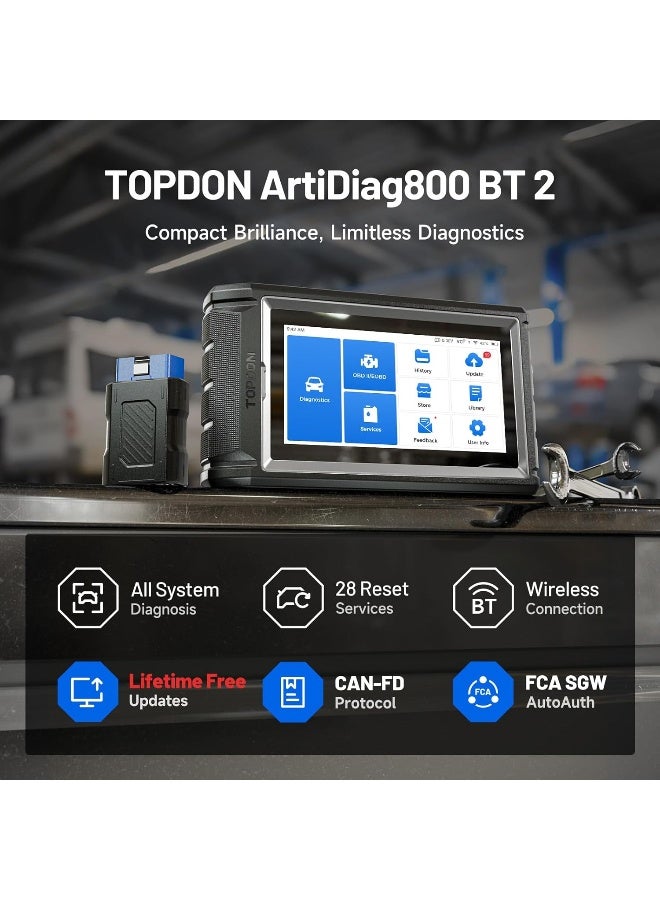 TOPDON OBD2 Scanner Wireless, AD800BT, Free Lifetime Upgrade, Scan Tool, Automotive Diagnostic Tool, Full System Diagnosis, 28+ Reset Services, Oil Reset/ABS Bleeding/IMMO/TPMS/SAS/BMS/EPB/DPF/AutoVIN - Image 4