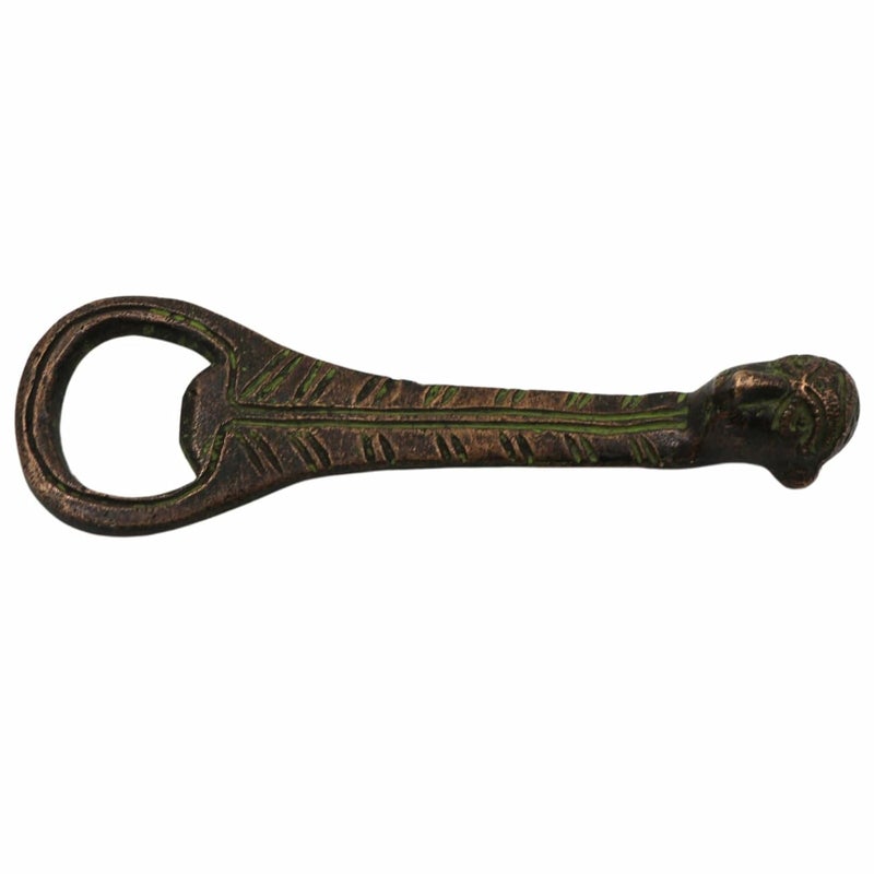 Bhunes Brass Bastar Art Bottle Opener Tribal Handmande OpenerGold 4 Inch 1 Piece - Image 1