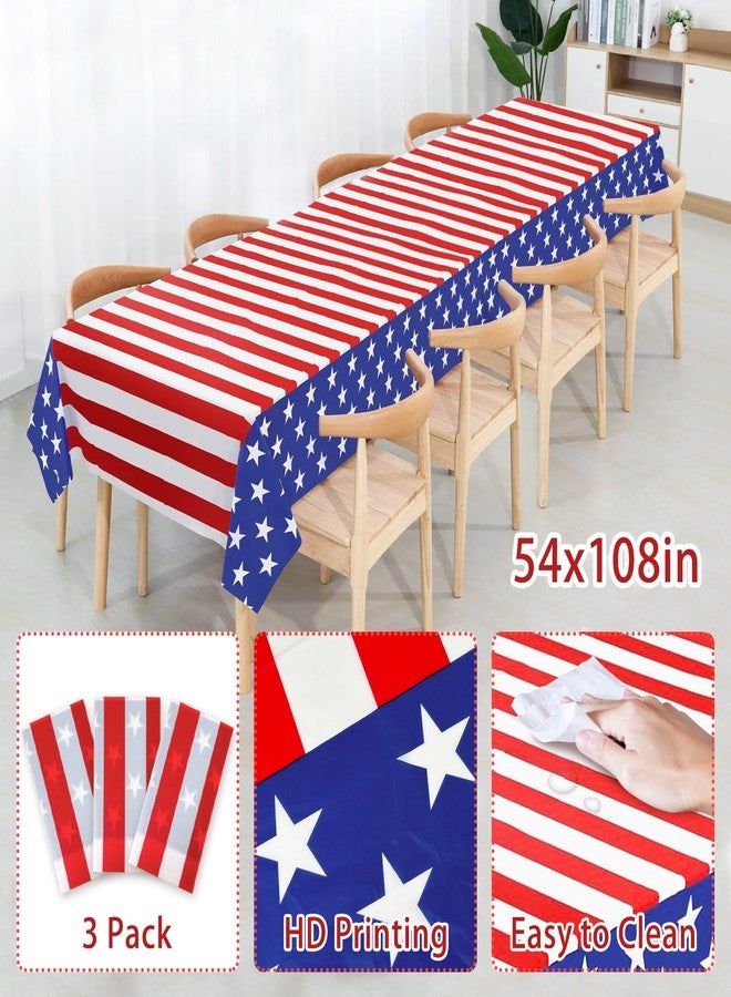 UNIIDECO 3 Pack Patriotic Tablecloth 4th of July Tablecloth Disposable Plastic American Flag Tablecloth Table Covers for Patriotic Decorations Independence Day, Flag Day, Memorial, Veterans (54 x 108 Inches) - Image 3