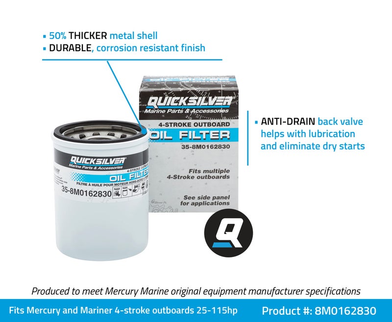 Quicksilver 8M0162830 Oil Filter for Mercury and Mariner 4-Stroke Outboards 25-115 Hp - Image 2