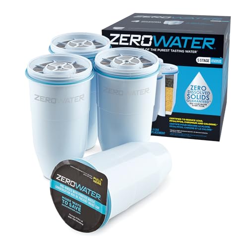 ZeroWater Official 5Stage Water Filter for Replacement NSF Certified to Reduce Lead Other Heavy Metals and PFOAPFOS 4Pack White