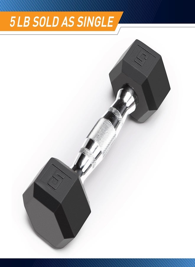 Marcy Classic Rubber Hex Dumbbell with Knurled Grip for Strength Training and Bodybuilding 5-lbs Single Dumbbell IBRH-005 - Image 2