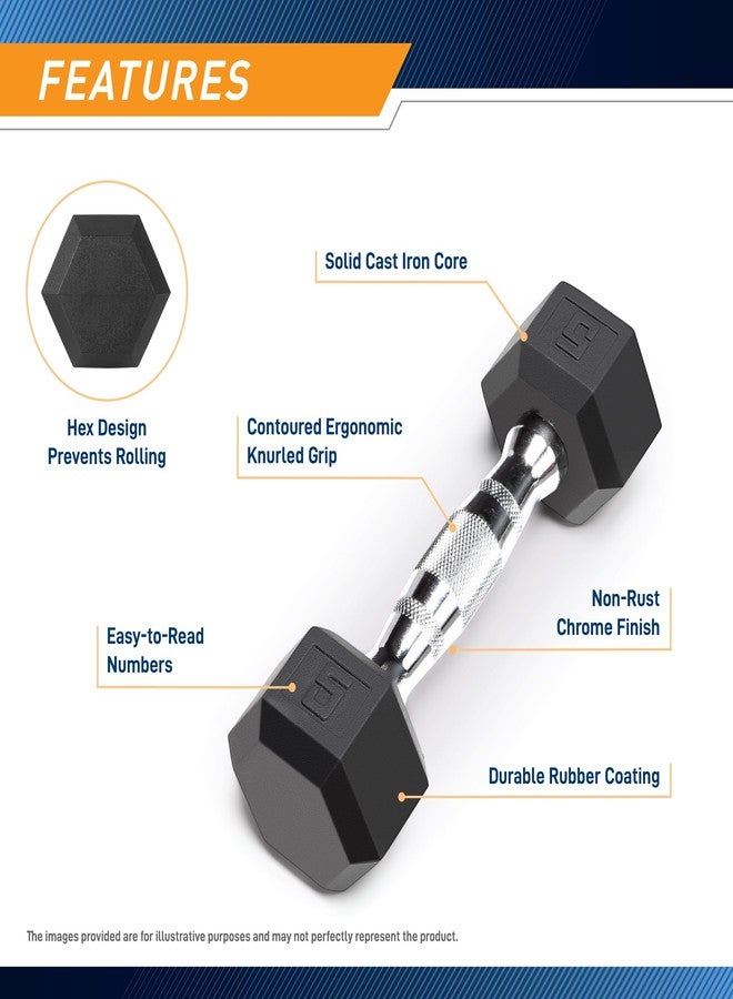 Marcy Classic Rubber Hex Dumbbell with Knurled Grip for Strength Training and Bodybuilding 5-lbs Single Dumbbell IBRH-005 - Image 3