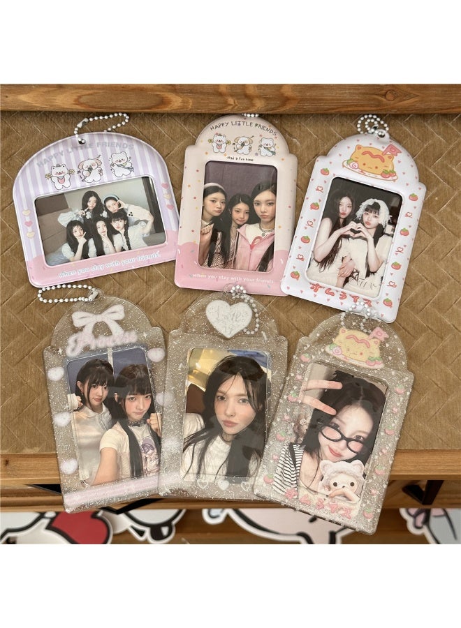 NIBEMINENT 1 - Piece Cute Cats And Dogs Kpop Photo Card Holder Pendant Key Chain ID Badge Holder ID Card Holder Photo Card Protector for School ID Office ID Access Card for Women Girls - Image 2