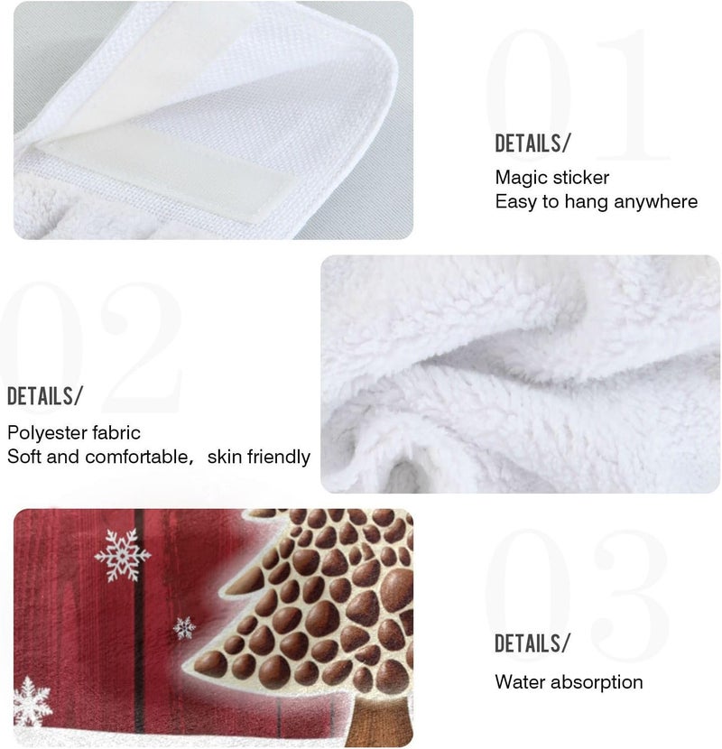 Dussdil Christmas Snowflakes Tree Kitchen Hanging Towel Snow Coffe Tree Hand Fingertip Bath Tie Towels Set of 2 Pcs Tea Bar Dish Cloths 14 x 18 in Dry Towel Soft Absorbent Thin Durable for Laundry Room Decor - Image 4