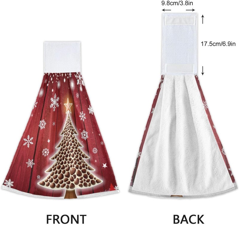 Dussdil Christmas Snowflakes Tree Kitchen Hanging Towel Snow Coffe Tree Hand Fingertip Bath Tie Towels Set of 2 Pcs Tea Bar Dish Cloths 14 x 18 in Dry Towel Soft Absorbent Thin Durable for Laundry Room Decor - Image 3