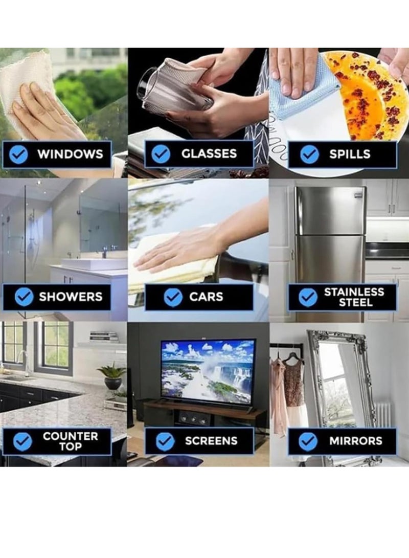 Bukela Streak-Free Miracle Cleaning Cloths Reusable, Multipurpose Streak Free Miracle Cleaning Cloths, Fish-Scale Streak Free Glass Cleaning Cloth, for Glass, Dishes, Mirrors ( 25 * 25cm) - Image 2