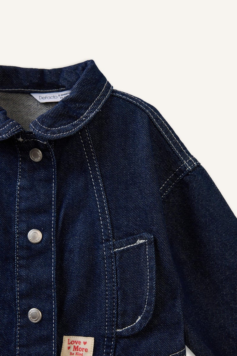 DeFacto Blue BabyGirl Baby Girl Polo Collar Jacket Casual - Image 5