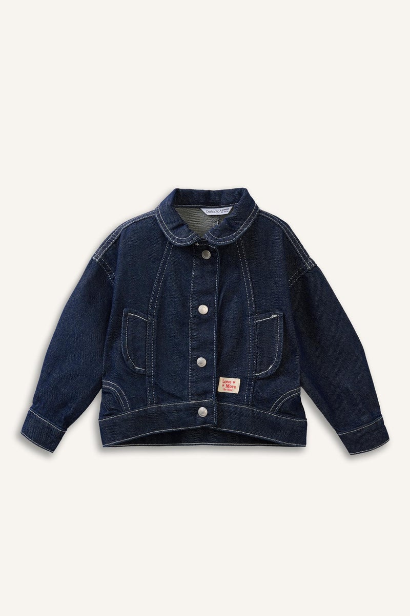 DeFacto Blue BabyGirl Baby Girl Polo Collar Jacket Casual - Image 4