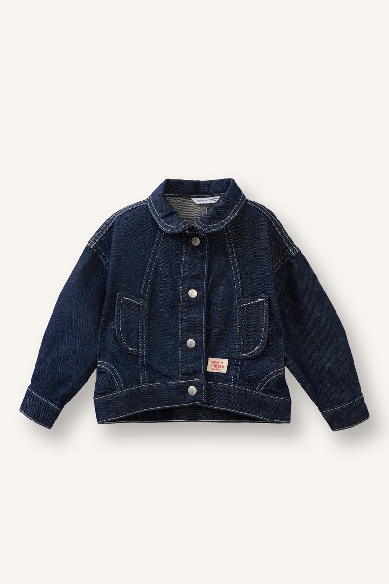 DeFacto Blue BabyGirl Baby Girl Polo Collar Jacket Casual - Image 4