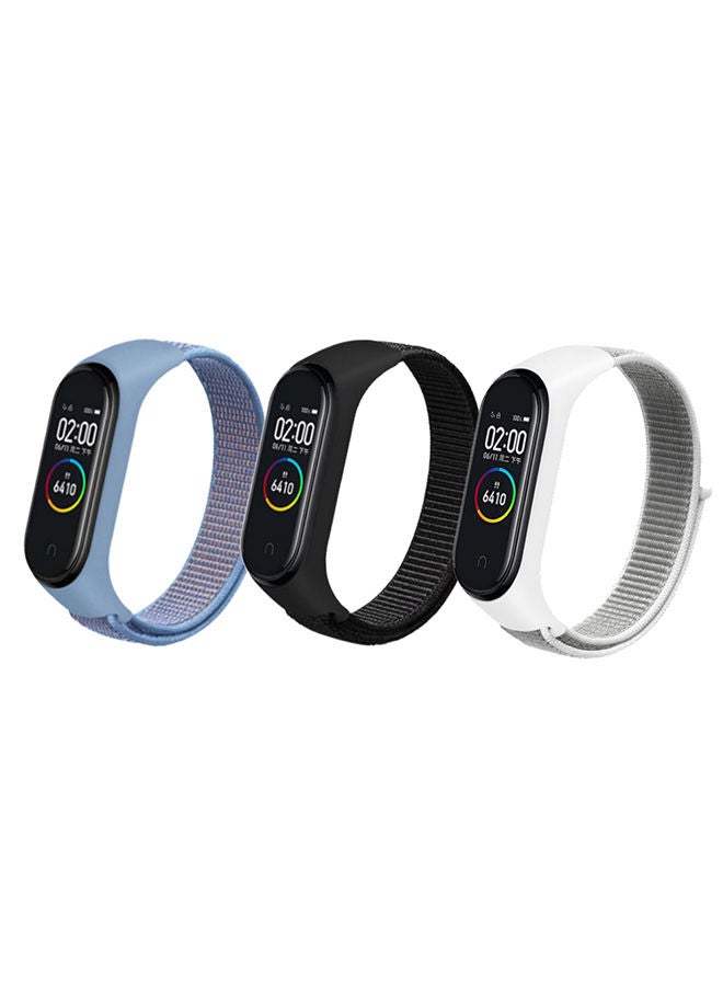 O Ozone Nylon Straps for Xiaomi Mi Band 7/6/5 Soft Breathable Sport Replacement Strap Wristband Sport Band - Storm Grey & Cape Blue & Black Carbon - Image 1