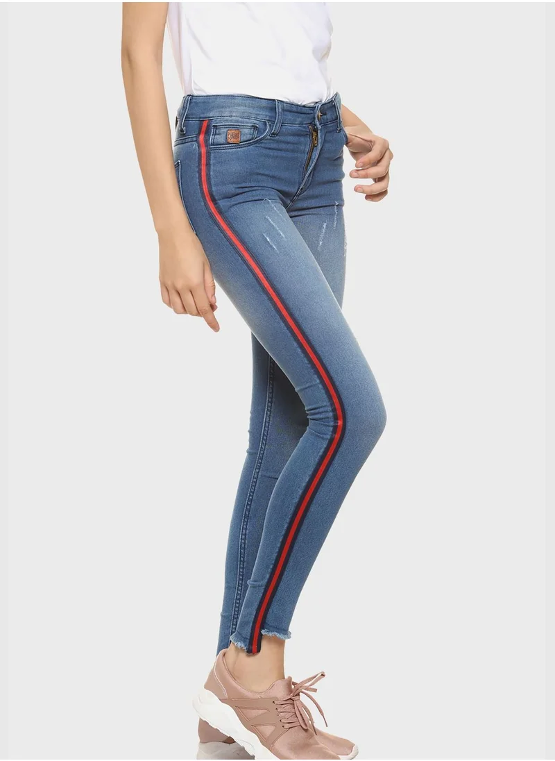 Campus Sutra Jeans with Side Stripes