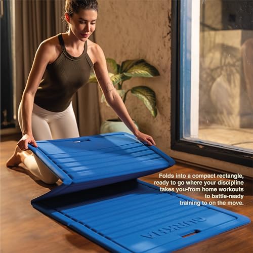 Gurkha 13mm GURKHA Foldable Performance Yoga Mat for Men & Women | Non-Slip, India’s First Foldable Extra-Cushioned Mat for Yoga, Pilates, HIIT & Floor Workouts | Portable, Durable & Lightweight Fitness Mat - Naked Lightning (Blue) | 170 cms x 70 cms - Image 2