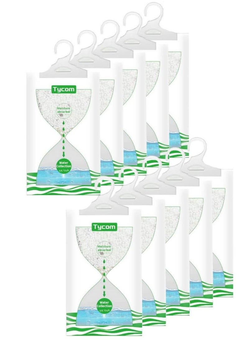 TYCOM Hanging Anti Mold Dehumidfier Deodorizing Moisture Proof Desiccant Absorber Bag and Odor Eliminator Hanging Bags to Rid Damp in Closet Cars Bathroom Wardrobes Basement Gym Bag Humidity Bags 10pcs  - Image 1