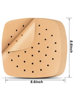 sokany 100 PCS Square Air Fryer Parchment Paper, Unbleached Square Air Fryer Liners/Steaming Parchment Liner for Air Fryer, Steaming Basket (Brown)  - Image 2