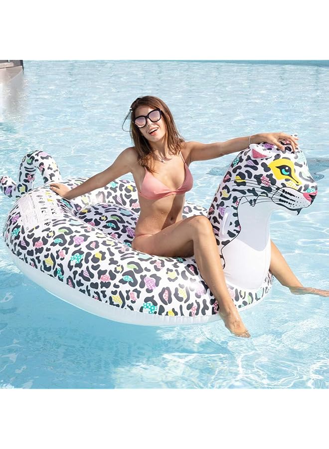 KASTWAVE Pool Float For Adults Inflatable Giant Pool Lounge Swimming Pool Leopard Shape Inflatable Mount Floating Row Thickened Inflatable Pool Float Summer Water Pool Toys - Image 2
