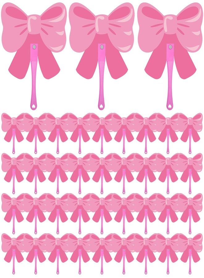 DoubleFill 36 Pcs Pink Bow Hand Fans Bulk Coquette Pink Bow Party Favors Guests Shape Plastic Hand Fans for Bachelorette Bridal Engagement Baby Shower Party - Image 1