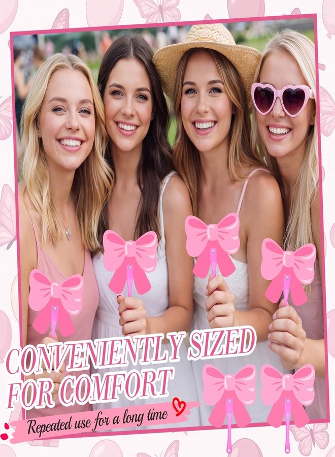 DoubleFill 36 Pcs Pink Bow Hand Fans Bulk Coquette Pink Bow Party Favors Guests Shape Plastic Hand Fans for Bachelorette Bridal Engagement Baby Shower Party - Image 4