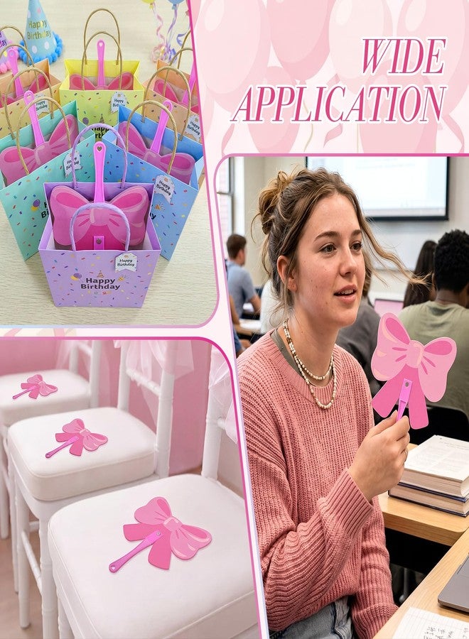 DoubleFill 36 Pcs Pink Bow Hand Fans Bulk Coquette Pink Bow Party Favors Guests Shape Plastic Hand Fans for Bachelorette Bridal Engagement Baby Shower Party - Image 5