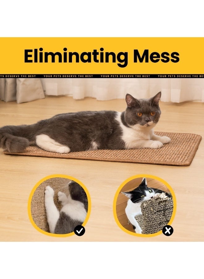 Arabest Cat Scratcher Mat, Natural Sisal Cat Scratch Pad, 23.6 X 15.7 Inch Horizontal Floor Beige Scratching Pads Rug for Indoor Cats, Furniture Protector for Couch, Carpets & Sofas, Grinding Claws Nails - Image 3