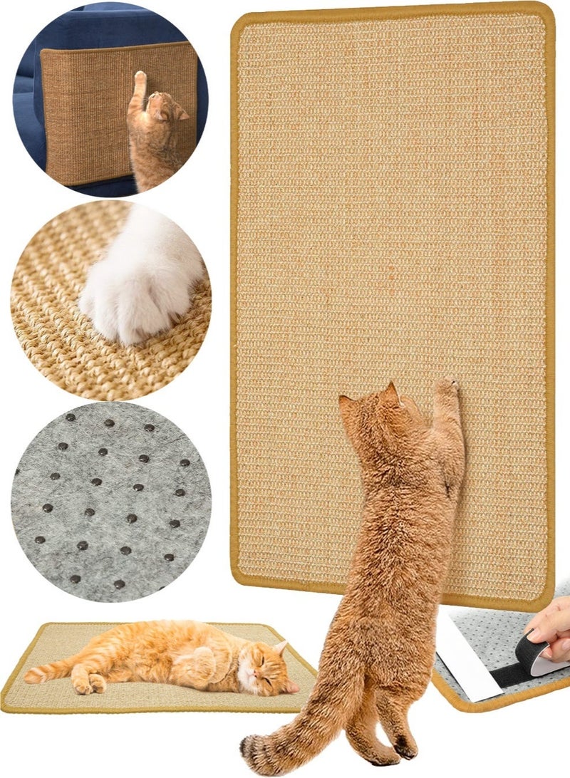 Arabest Cat Scratcher Mat, Natural Sisal Cat Scratch Pad, 23.6 X 15.7 Inch Horizontal Floor Beige Scratching Pads Rug for Indoor Cats, Furniture Protector for Couch, Carpets & Sofas, Grinding Claws Nails - Image 1