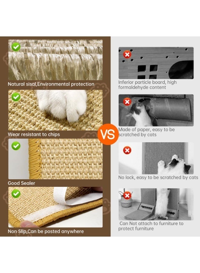 Arabest Cat Scratcher Mat, Natural Sisal Cat Scratch Pad, 23.6 X 15.7 Inch Horizontal Floor Beige Scratching Pads Rug for Indoor Cats, Furniture Protector for Couch, Carpets & Sofas, Grinding Claws Nails - Image 2