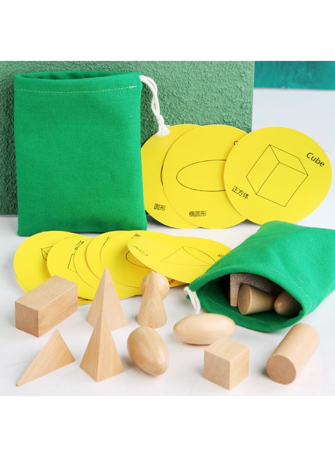 Montessori Mystery Bag Children's Early Education Geometric Shape Cognition Wooden TikToy-Color:HBR-teaching Aids  - Image 3