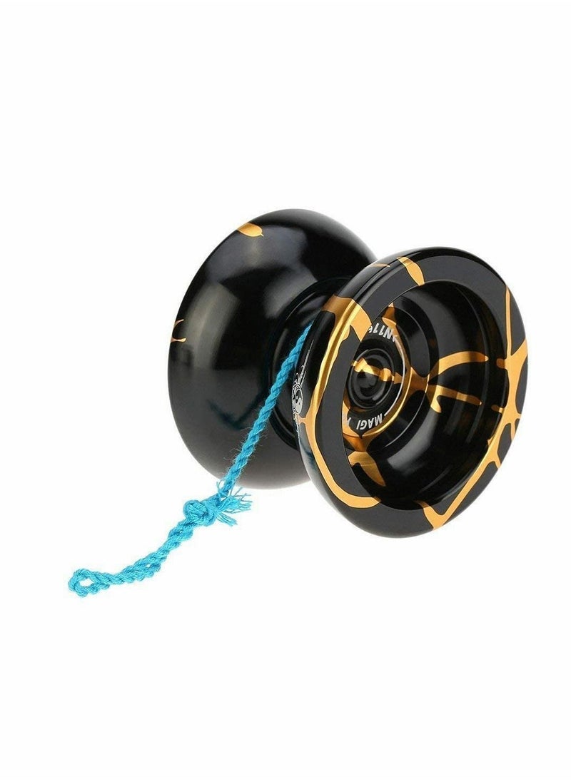 Y&D - YOYO N11 Professional Unresponsive Yoyo Alloy Aluminum YoYo Ball (Black with Golden) Bag, Glove and 5 Strings - Image 1