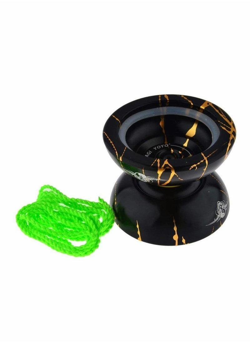 Y&D - YOYO N11 Professional Unresponsive Yoyo Alloy Aluminum YoYo Ball (Black with Golden) Bag, Glove and 5 Strings - Image 1
