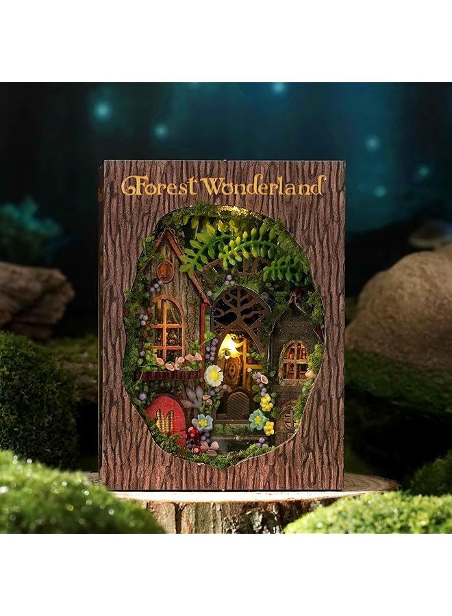 KASTWAVE Diy Miniature Dollhouse Kit With Furniture 1:32 Scale Opened & Closed Mini Cube Wooden Doll House Creative Room For Kids Teens Adults(Forest Wonderland) - Image 2