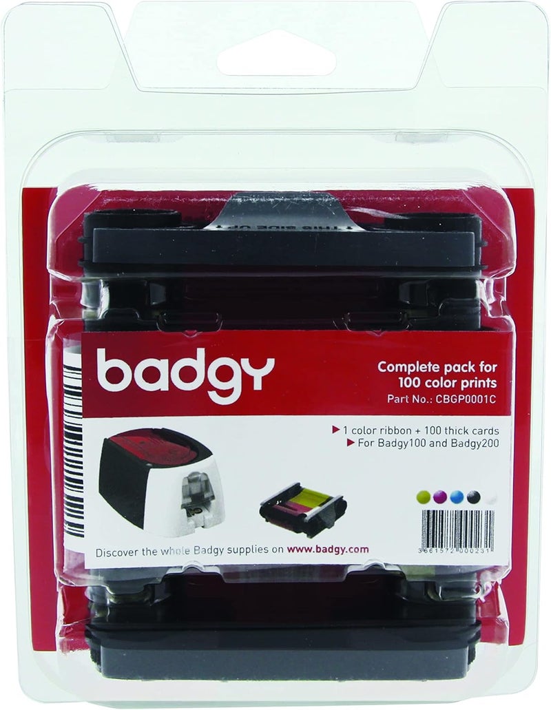 Badgy Color Ribbon and Cards Kit for 100 Prints - Badgy100 and Badgy200 Compatible - Image 1