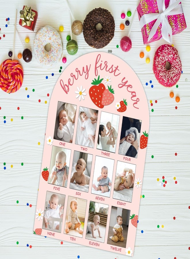 SIXEIGHT Berry First Year Photo Board Frame, 12 Monthly Baby Milestone Wooden Sign, Gender Neutral Nursery Decor for Girl Boy, Baby Keepsake Gifts for 1st Strawberry Birthday Decorations-A17 - Image 5