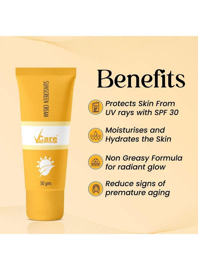 VCare Sunscreen Spf 30 Matte Cream 50G For Women & Men For All Skin Types (White) - Image 3