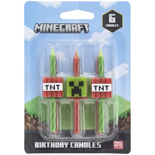 DecoPac Minecraft Birthday Cake Candles | 6 Birthday Candles for Cake Decorations, Red & Green Striped Candles, Cake Toppers for Minecraft Party - Image 4