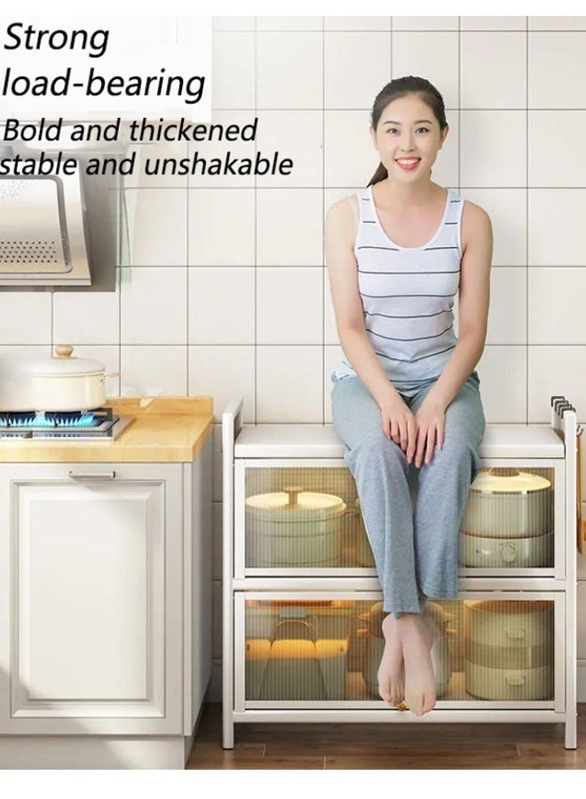 إن كي أكس خزانة منظمة قابلة للتكديس بمستويين مع أبواب - Image 3