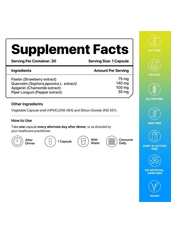 Decode Age Senolytic Activator SeneVit Blend of Fisetin, Apigenin For Immune Support | Healthy Ageing | Anti-Inflammatory | Cellular Health | Skin Health| Joint Health (30 Vegan Capsules), 100 grams - Image 4