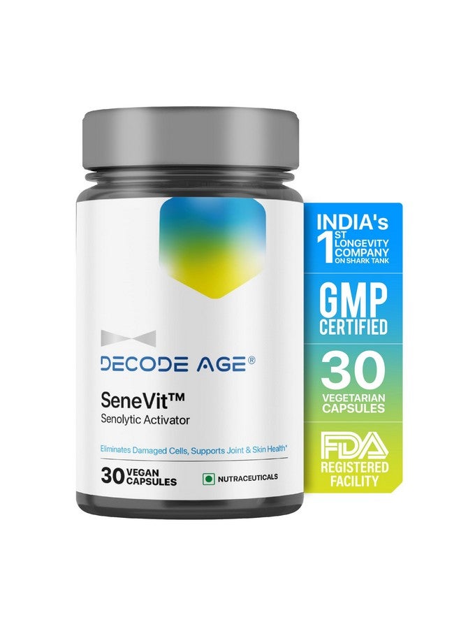 Decode Age Senolytic Activator SeneVit Blend of Fisetin, Apigenin For Immune Support | Healthy Ageing | Anti-Inflammatory | Cellular Health | Skin Health| Joint Health (30 Vegan Capsules), 100 grams - Image 1