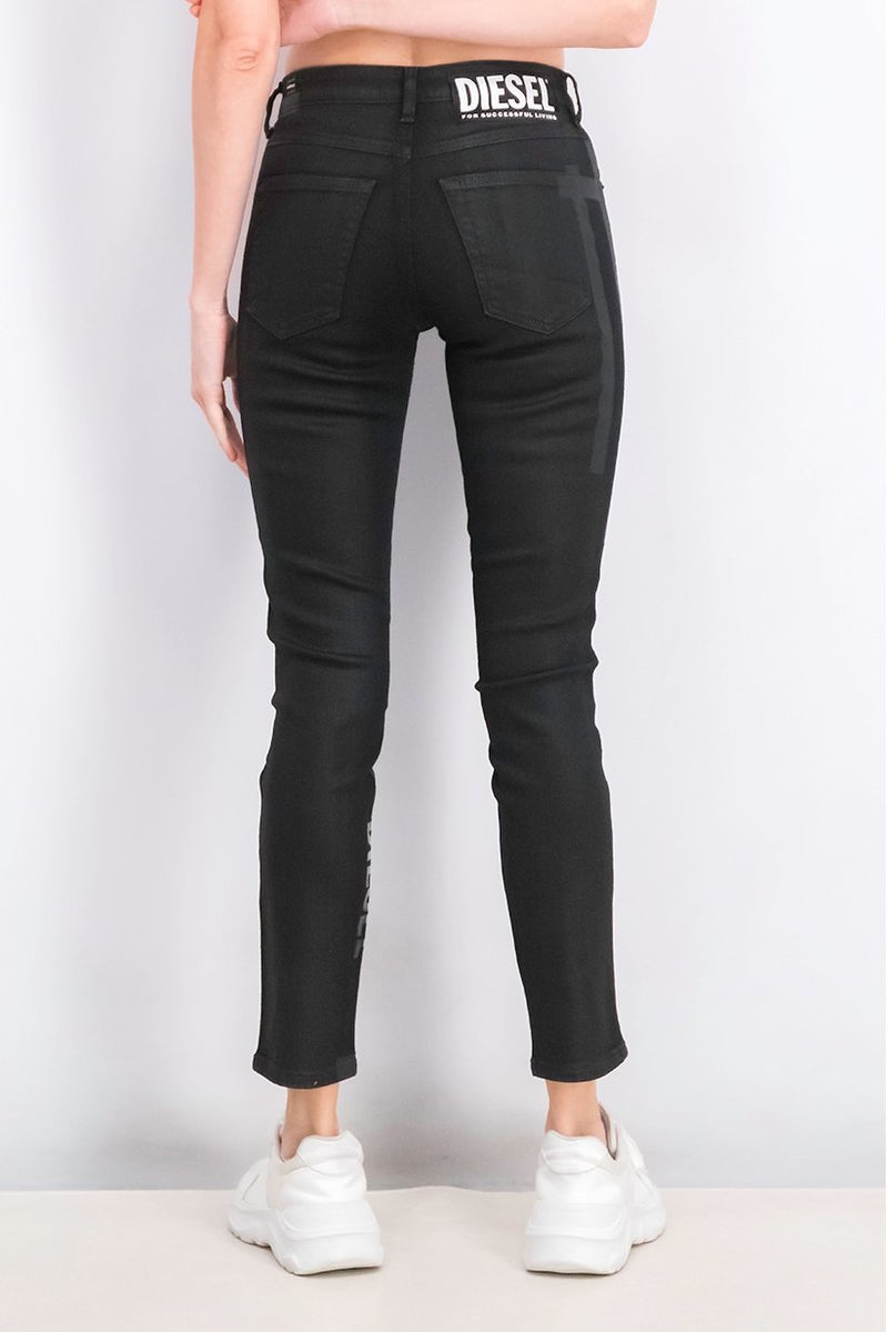DIESEL Women Slim Fit Printed Stretchable Jeans, Black  - Image 3