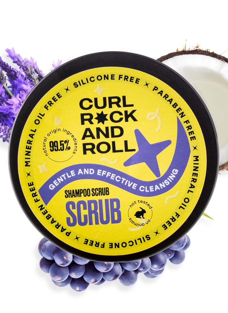CURL ROCK AND ROLL - Curl Rock and Roll Scalp Scrub Shampoo for Hair - Cleanses and Volumizes - Paraben-Free, Sulfate-Free, 300 ml - Image 1