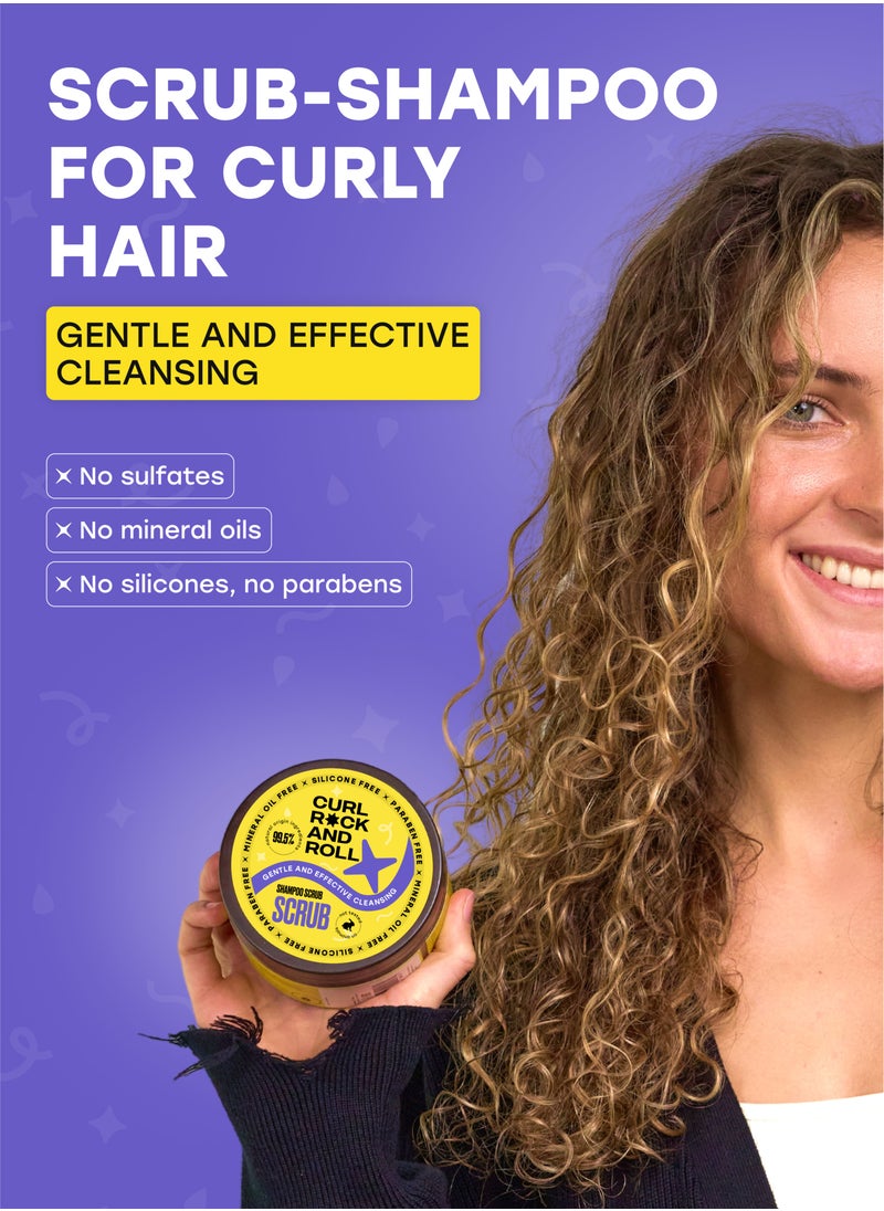CURL ROCK AND ROLL - Curl Rock and Roll Scalp Scrub Shampoo for Hair - Cleanses and Volumizes - Paraben-Free, Sulfate-Free, 300 ml - Image 1