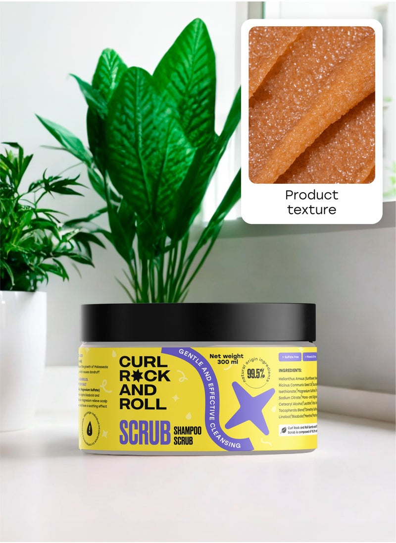 CURL ROCK AND ROLL - Curl Rock and Roll Scalp Scrub Shampoo for Hair - Cleanses and Volumizes - Paraben-Free, Sulfate-Free, 300 ml - Image 1
