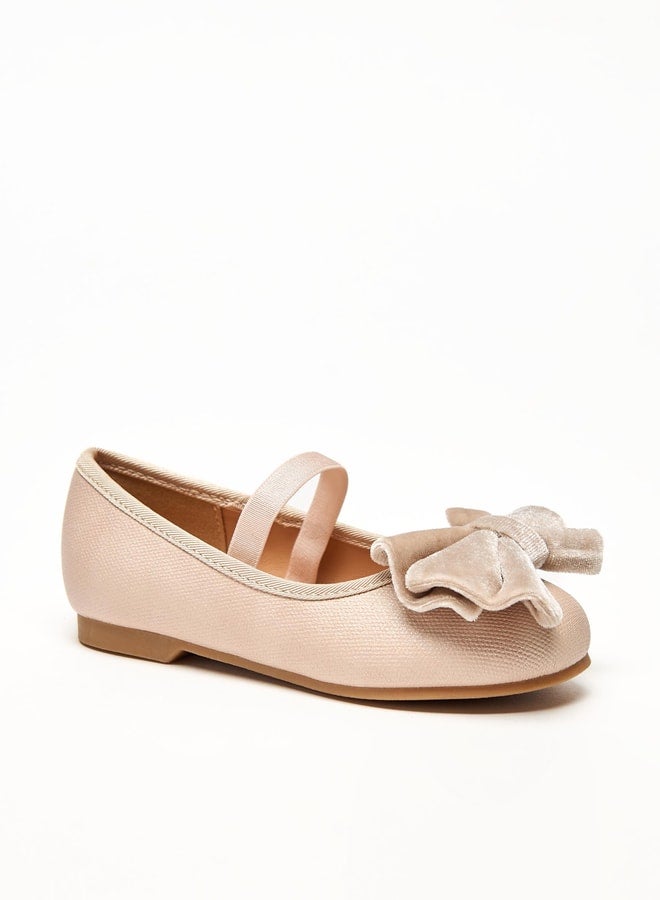 JUNIORS Girls Bow Accent Slip-On Ballerina Shoes with Elastic Strap  - Image 1