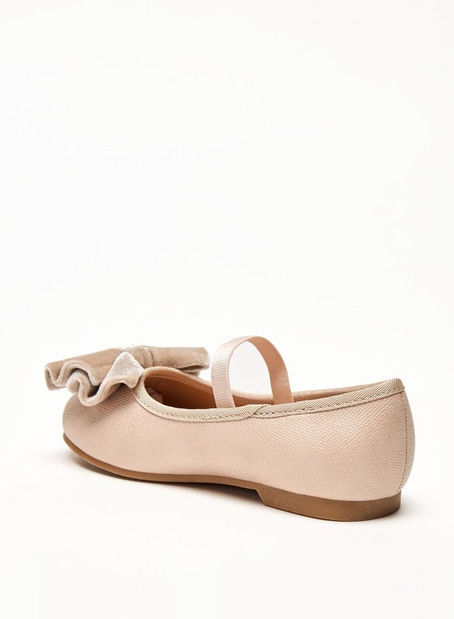 JUNIORS Girls Bow Accent Slip-On Ballerina Shoes with Elastic Strap  - Image 2