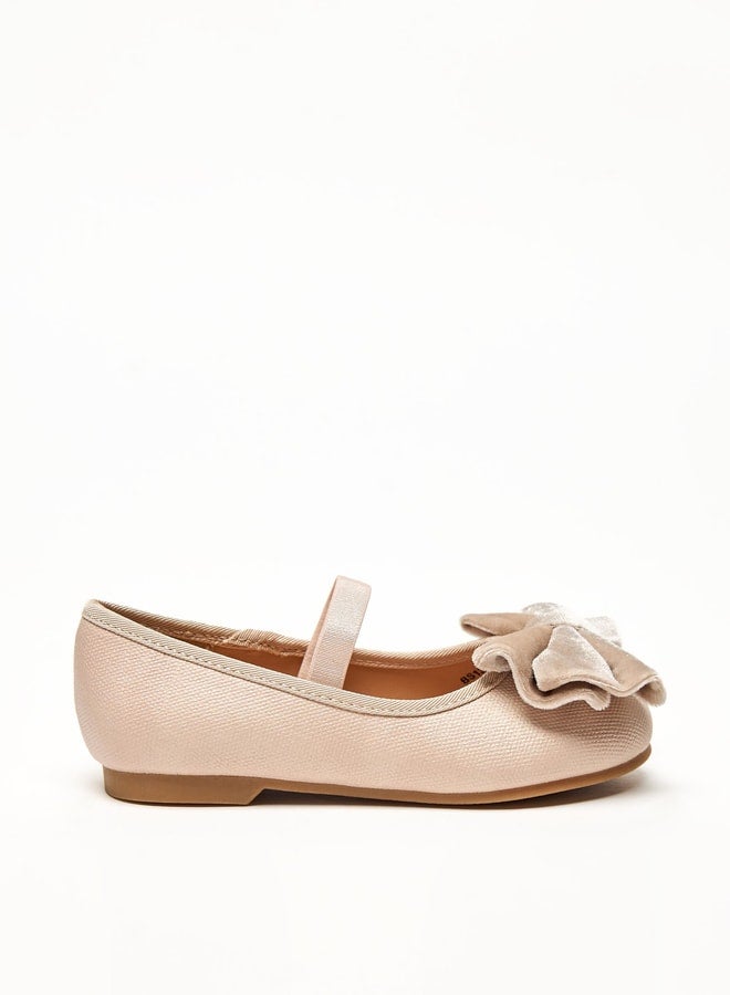 JUNIORS Girls Bow Accent Slip-On Ballerina Shoes with Elastic Strap  - Image 3