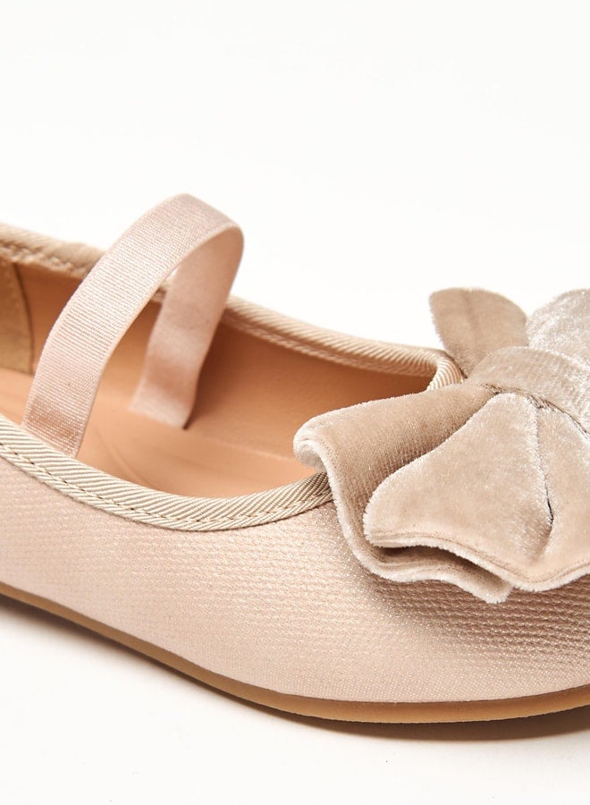 JUNIORS Girls Bow Accent Slip-On Ballerina Shoes with Elastic Strap  - Image 5