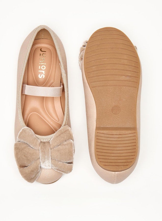 JUNIORS Girls Bow Accent Slip-On Ballerina Shoes with Elastic Strap  - Image 4