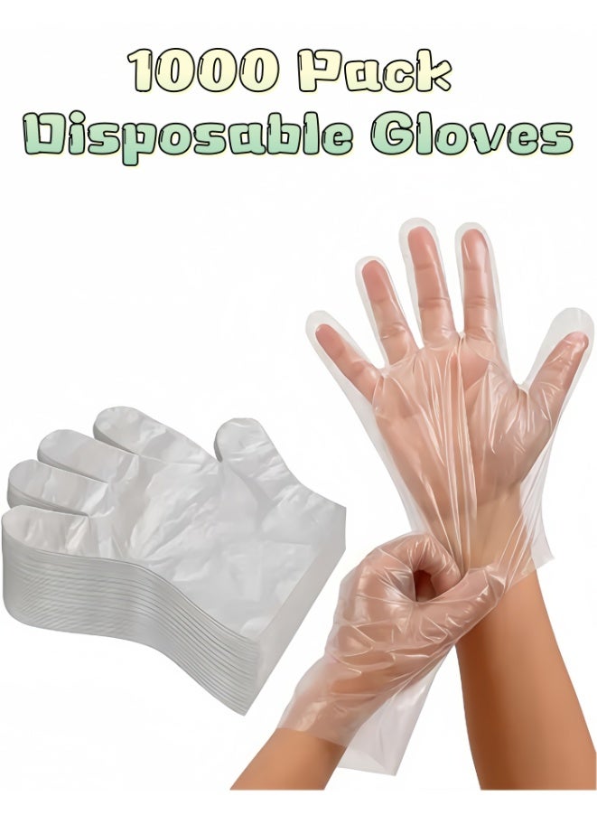 1000 Pack Disposable Gloves, Heavy Duty Kitchen Gloves for Food Handling, Oil-Proof Waterproof Household Cleaning Gloves, Multi-Use for Cooking Cleaning Hair Coloring Pet Care, One Size Fits Most - Image 1
