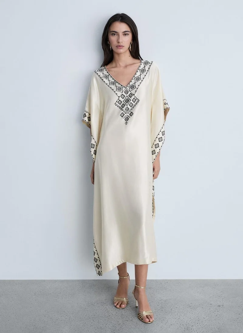 MANGO Embroidered Satin Caftan